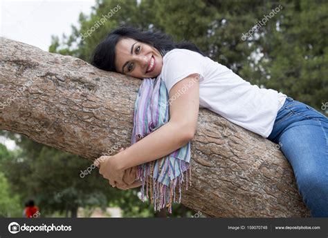 Pretty Woman Hugging Tree Stock Photo By Sbartsmediagmail Com