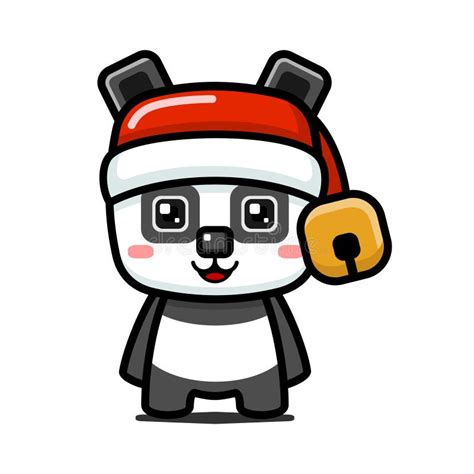 Cube Style Cute Panda Wearing Santa Claus Hat Stock Vector