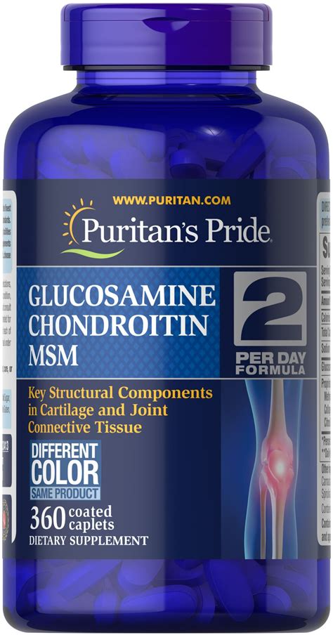Glucosamine Chondroitin And Msm Joint Soother 2 Per Day Formula 360 Caplets 23413 Puritans