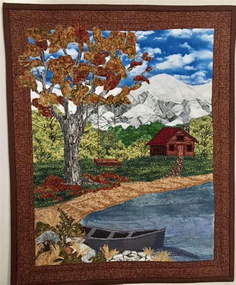 Landscape Quilt Thread Painted And Fabric Artwall Hanging
