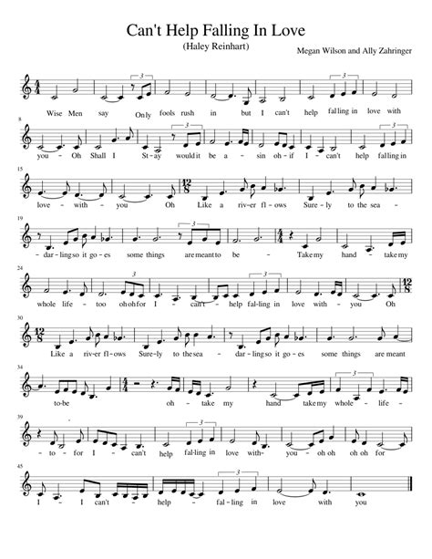 Cant Help Falling In Love Piano Sheet Music Pdf Cant Help Falling In Love Sheet Music By
