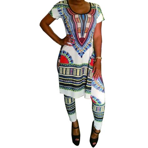 Women Sexy African Clothes 2 Pieces Set Topsskirts Dashiki Print African Dress Party African