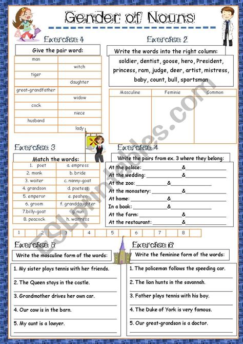 Gender Of Nouns English Esl Worksheets For Distance Learning And