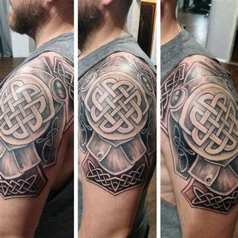 Mens Armor Celtic Knot Upper Arm And Shoulder Tattoo Celtic Warrior