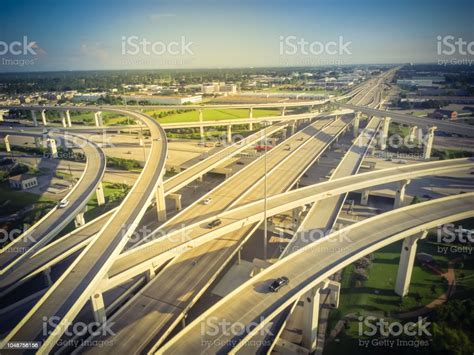 Filtered Tone Top View Fivelevel Stack Interchange Expressway In