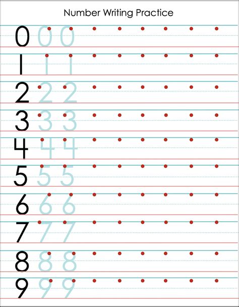Practice Numbers Writing Worksheets
