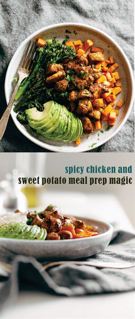 Stir sweet potatoes and roast another 15 minutes or so. spicy chicken and sweet potato meal prep magic | Recipe ...