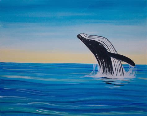 Breaching Whale Acrylic Painting Beach Art Painting Whale Painting