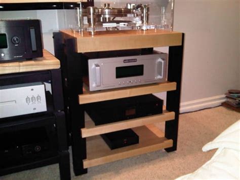 Maple Audio Rack W 3 Thick Top Shelf And Black Satin Etsy