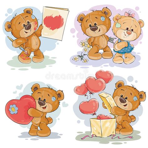 Set Vector Clip Art Illustrations Teddy Bears Stock Illustrations 36