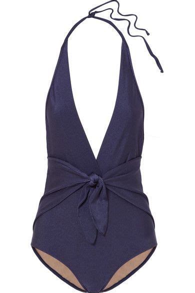 Adriana Degreas Knotted Halterneck Swimsuit In Midnight Blue Modesens