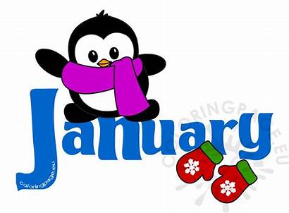 January Clipart Clip Calendar Month Penguin Coloring