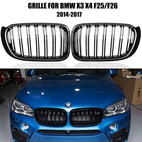 2pcs M Style Car Front Kidney Grill Grille Gloss Black For Bmw X3 X4