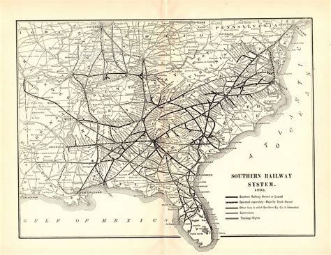 1903 Antique Southern Railway System Map Southern Railroad Map Etsy