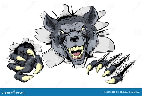 Wolf Ripping Through Wall Vector Illustration 56146338