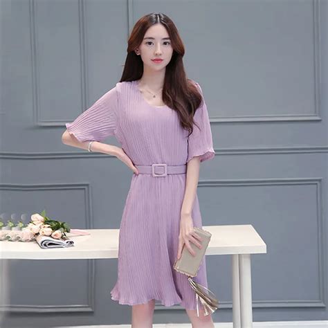 elegant mesh dress black white purple beautiful korean women half sleeve vestidos slim pleat