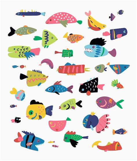Premium Vector Tropical Fish Vector Illustrations Set