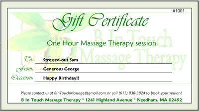 Massage Gift Certificate Ideas