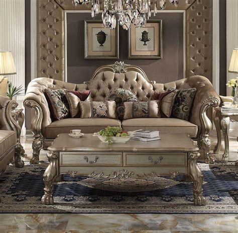 Illustration about luxury sofa with golden leather. Acme 52090 Dresden Victorian Luxury Bone Velvet Gold Patina Sofa with 7 Pillows - Walmart.com ...