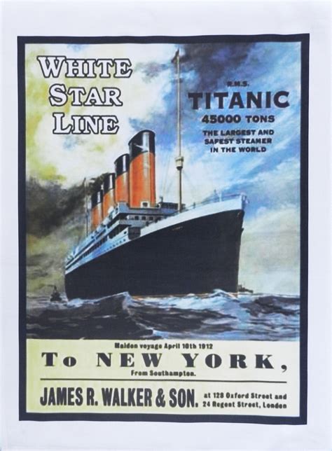 The Titanic Retro Style Travel Poster Style Large Cotton Tea Towel By