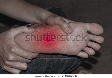 Concept Nail Prick Cellulitis Foot Asian Stock Photo 2113202558