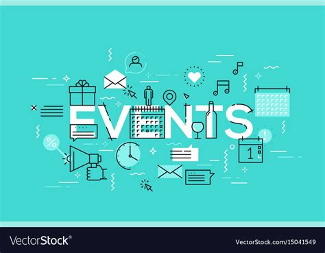 Thin Line Flat Design Banner For Events Web Page Vector Image
