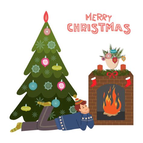 Best Christmas Fireplace Scene Cartoon Illustrations Royalty Free