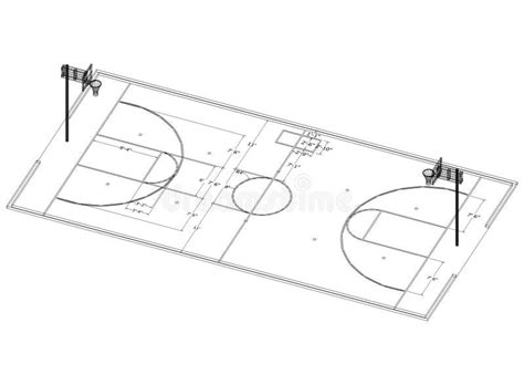 Basketballplatz Architekt Blueprint Lokalisiert Stock Abbildung