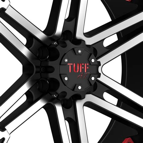 Tuff® T01 Wheels Flat Black With Machined Face And Red Inserts Rims