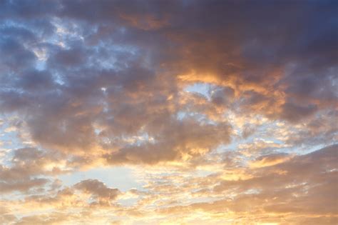 Dark Orange Sky Evening With Clouds At Sunset Stock Photo Download