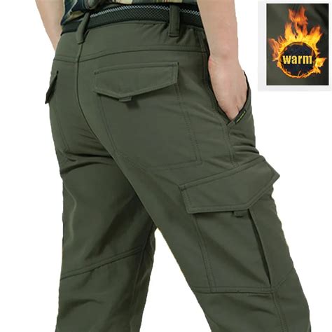 Fleece Pant Winter Warm Cargo Pant Military Tactical Softshell Mens