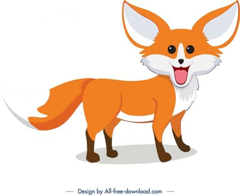 Fox Icon Colored Cute Cartoon Character Sketch Free Vector