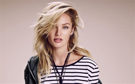 Blonde Women Necklace Model Cross Candice Swanepoel Looking At