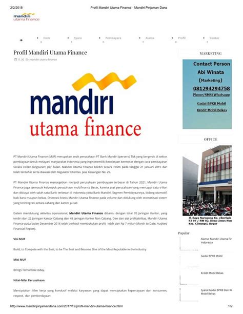 Самые новые твиты от jasa utama capital (@yb_jasautama): Profil Mandiri Utama Finance - Mandiri Pinjaman Dana ...