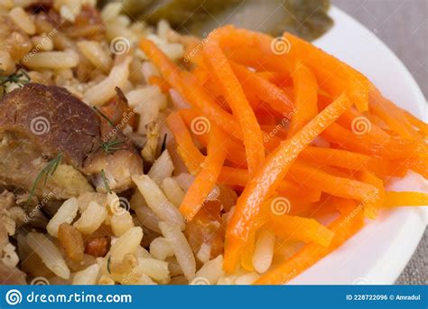 Rice Pilaf With Meat Carrot And Raisins Stock Photo Image Of