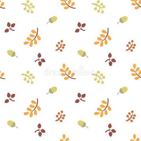 Colorful Seamless Pattern With Autumn Leaves And Branches Stock Vector