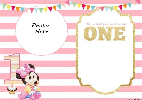 FREE Printable Minnie Mouse 1st Invitation Templates ...