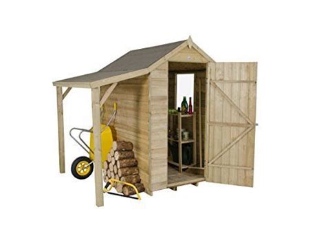Forest Garden 6x4 Overlap Apex Garden Shed With Lean To Pressure