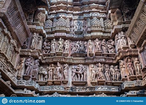 Carved Sculptures Of Khajuraho Temple Of India Stock Photo Image Of