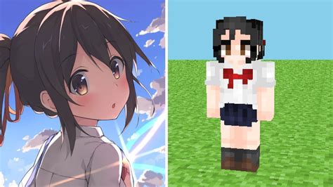 Minecraft Anime Skin 10 Mitsuha Miyamizu Your Name Youtube
