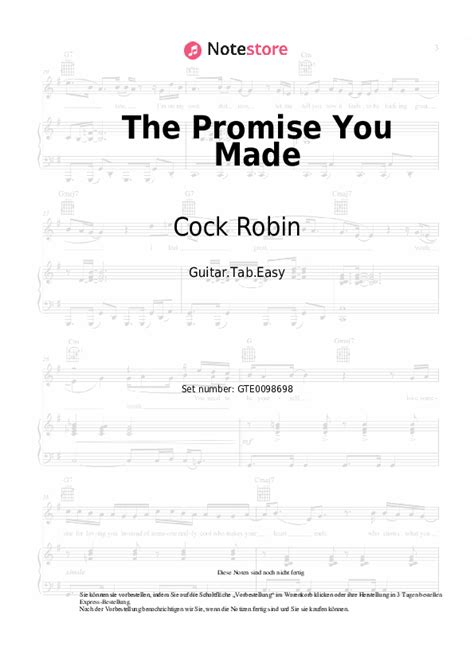Cock Robin The Promise You Made Noten Für Gitarren Downloaden Für Anfänger Gitarretabseasy