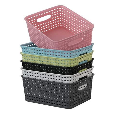 buy rinboat multi colored plastic storage baskets office drawer organizer baskets 6 packs f