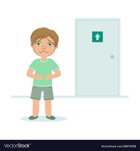 Boy With Full Bladder Wanting To Pee Kid Standing Vector Image