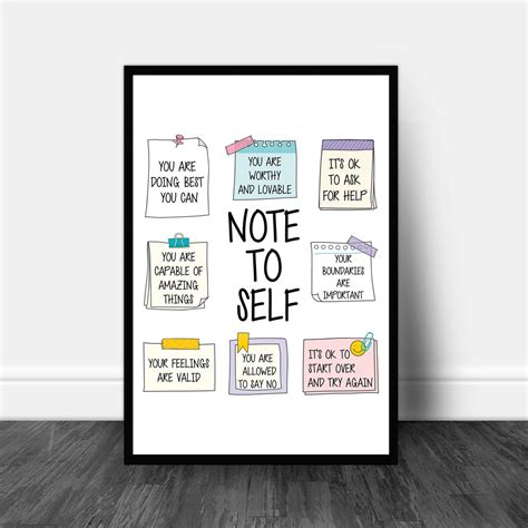 Note To Self Poster Mental Health Poster Self Care Poster Etsy