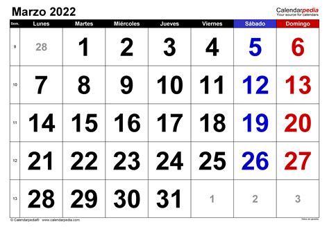 Calendario Marzo 2022 Calendarpedia