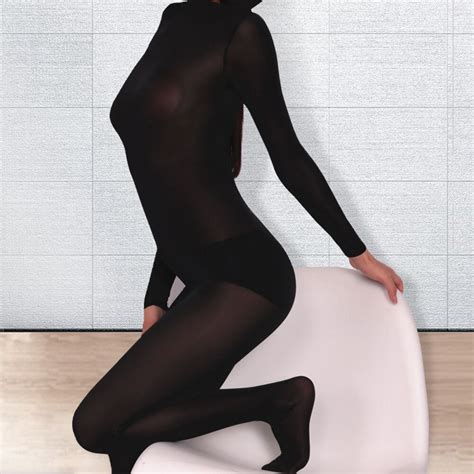 Ice Silk Full Body Bodysuit Sexy Thin Lycra Pantyhose Catsuit Shapewear One Piece Erotic