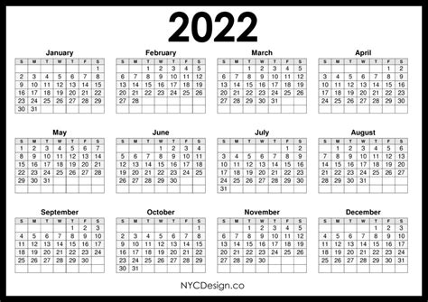 Blank Printable Calendar 2022 Pdf 2022 Monthly Calendar Printable