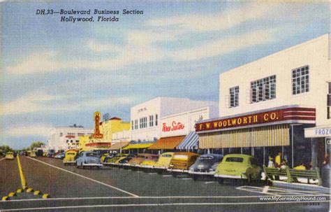 Hollywood Florida Boulevard Business Section Vintage Postcard Photo