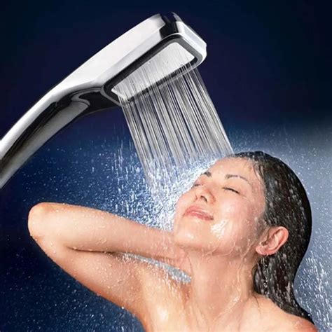 Lnhf Super Supercharged Abs Chrome Handheld Rain Shower Head Water Save