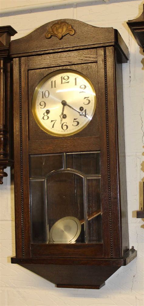 Antiques Atlas Medium Oak Wall Clock With Nice Clear Face